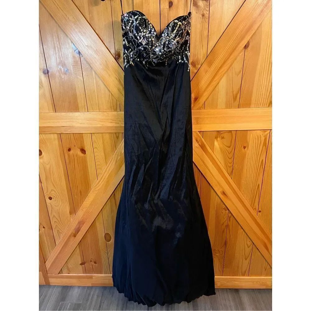DEB Womens Blk Strapless Bead/Sequin Long Mermaid Event Gown Sz 5 nwt (3016)